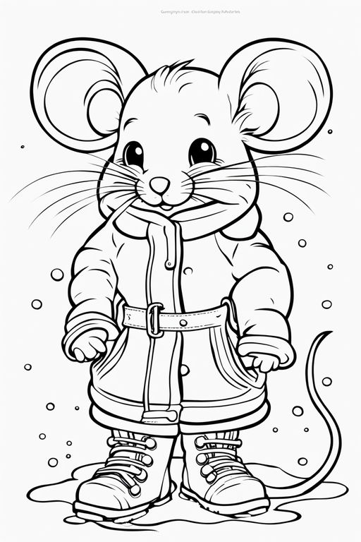 Cute rats nibbling on cheese coloring page for kids