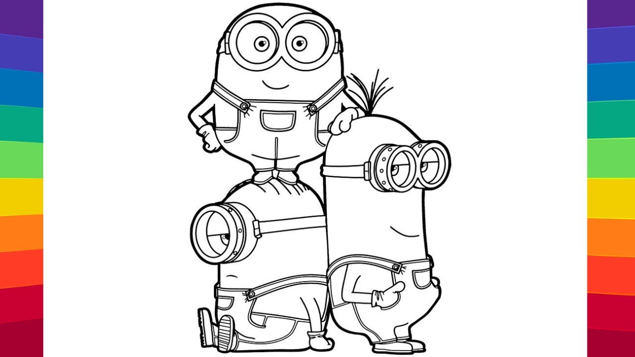 Minions coloring page with bob stuart kevin