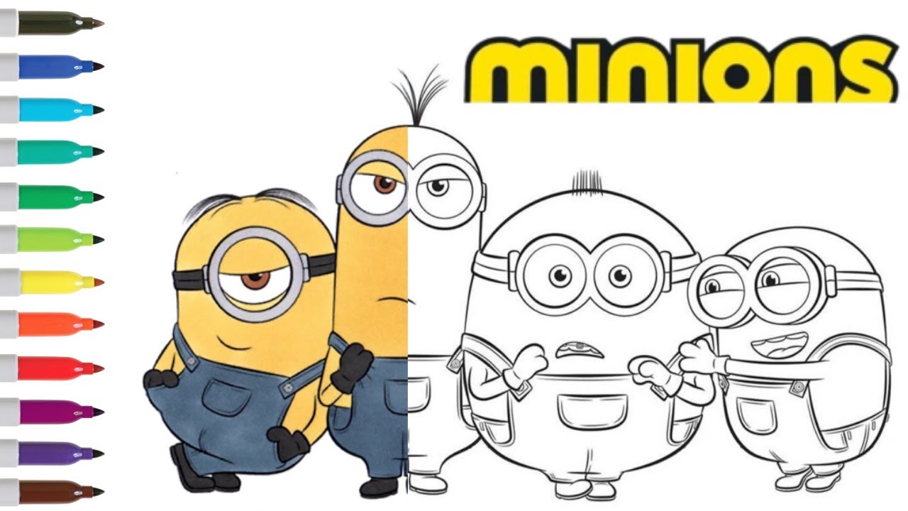 Minions coloring book page minions the rise of gru stuart kevin otto bob despicable me