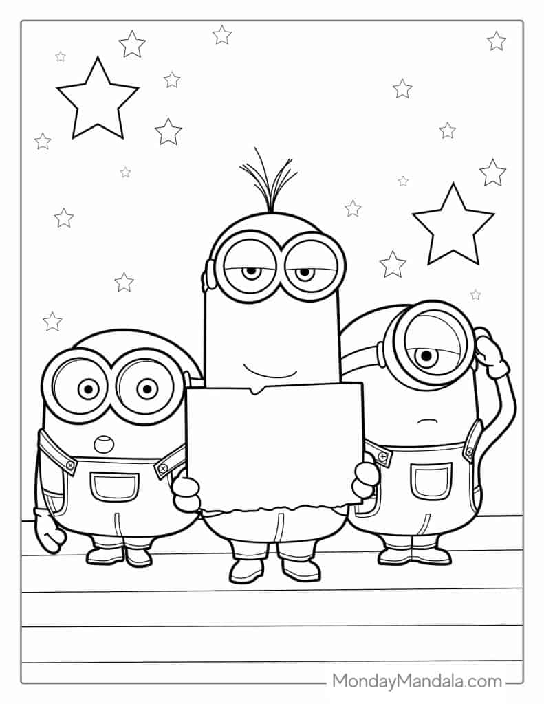 Minion coloring pages free pdf printables