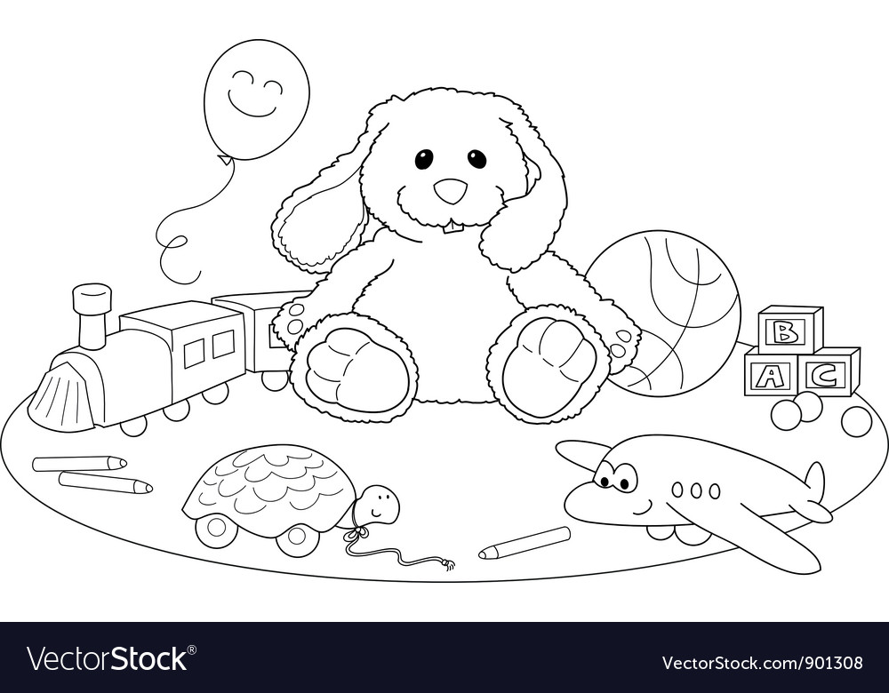 Toys coloring page royalty free vector image