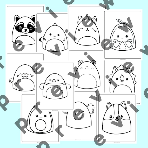 Stuffed animal squishmallow coloring sheets squishmallow coloring pages for kids teens and adults coloring book download now