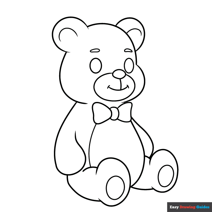 Teddy bear coloring page easy drawing guides