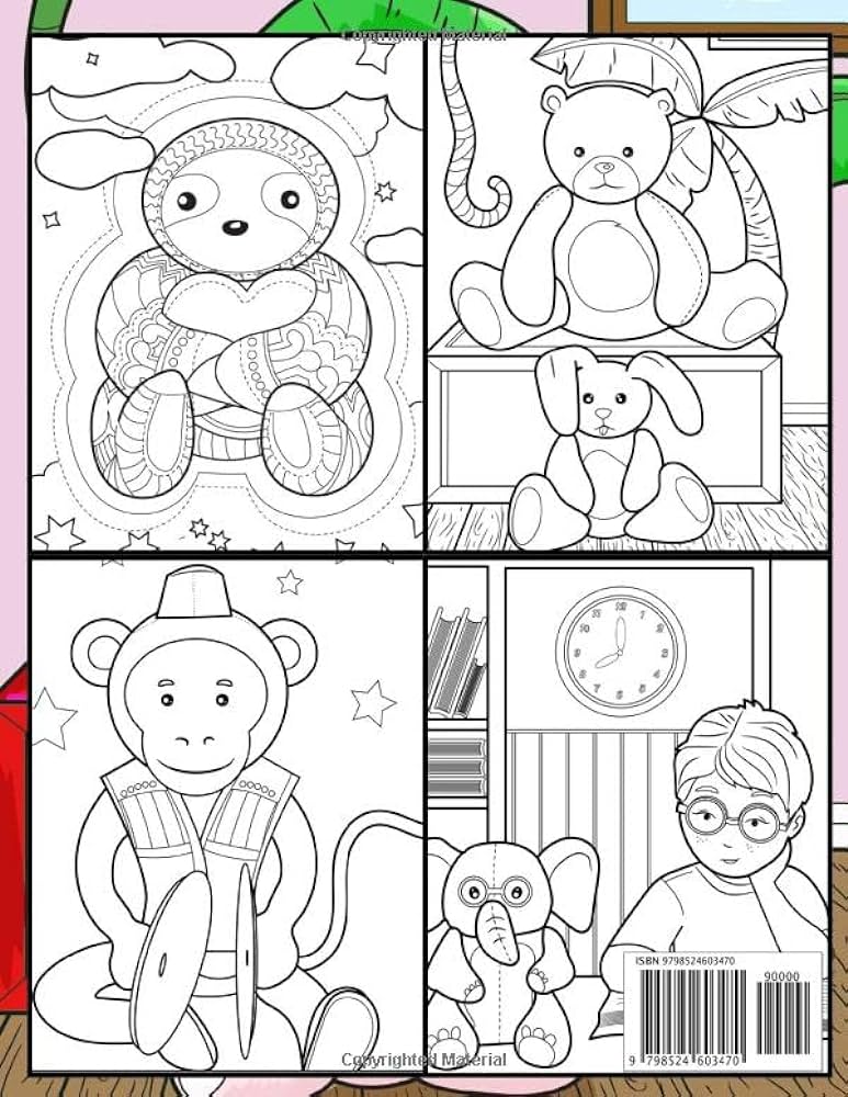 Stuffed animals an adorable coloring book with cute animals playful kids and fun scenes for relaxation colouring book for kids and adults press bridget books