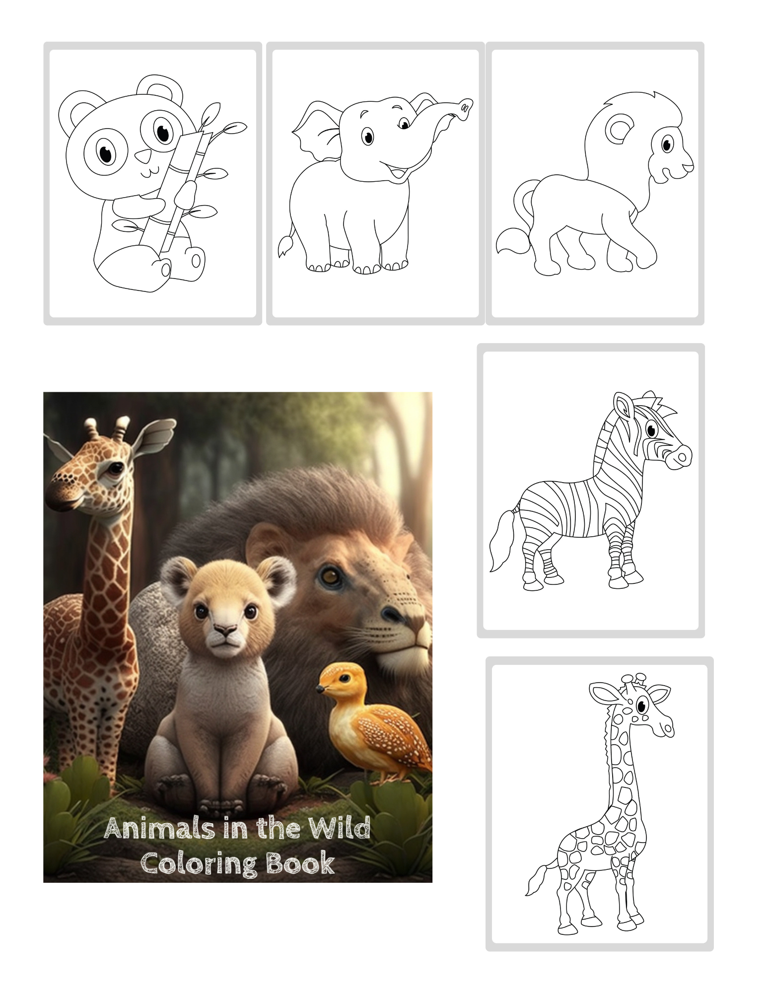 Animals coloring book kids coloring book simply love plr