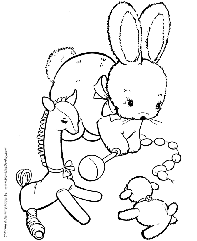 Toy animal coloring pages stuffed bunny doll coloring page and kids activity sheet