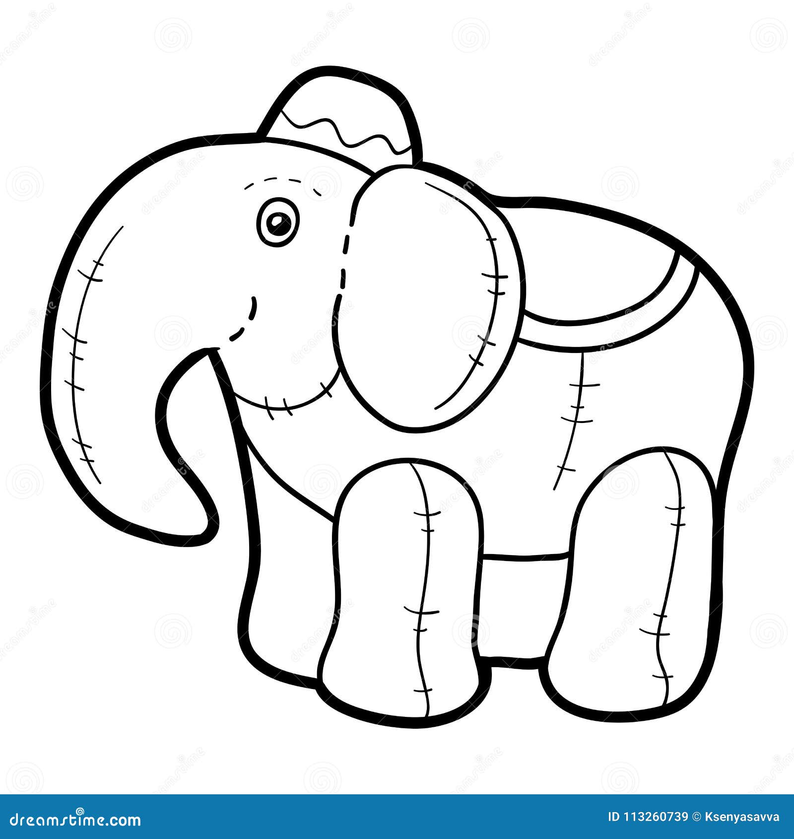 Coloring book stuffed toy elephant stock vector