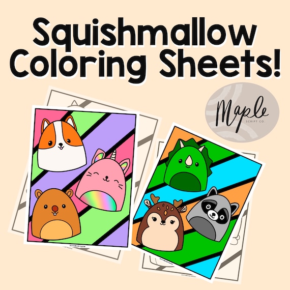 Squishmallow coloring pages squishmallow party favor activities instant download adorable stuffed animal coloring sheets