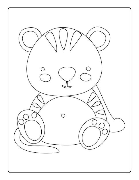 Premium vector animals coloring pages for kids with cute animals black and white activity worksheet