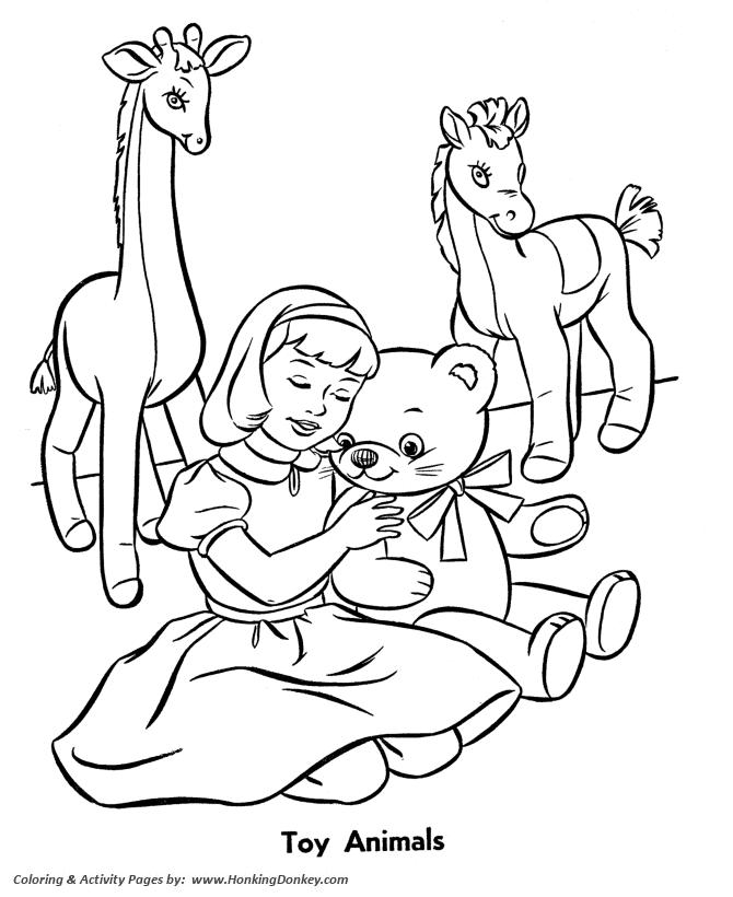 Toy animal coloring pages giant stuffed animal dolls coloring page and kids activity sheet