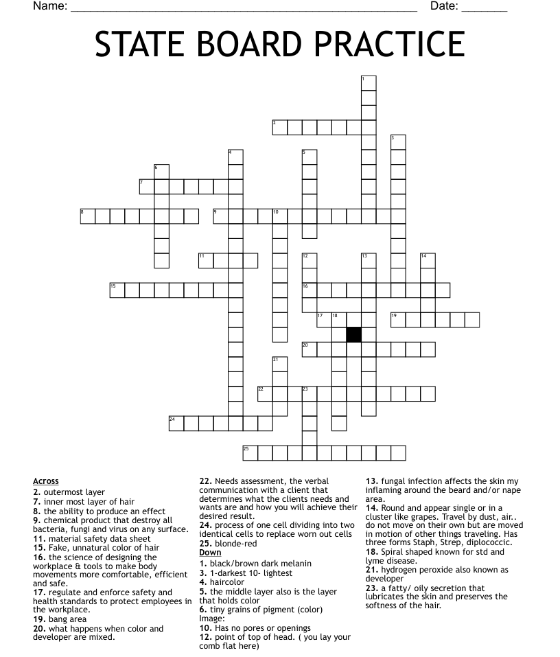 State board practice crossword