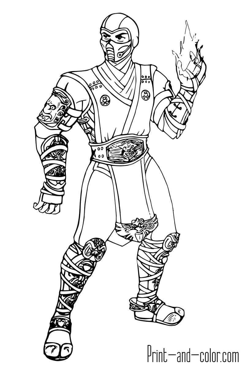 Mortal kombat coloring pages print and color