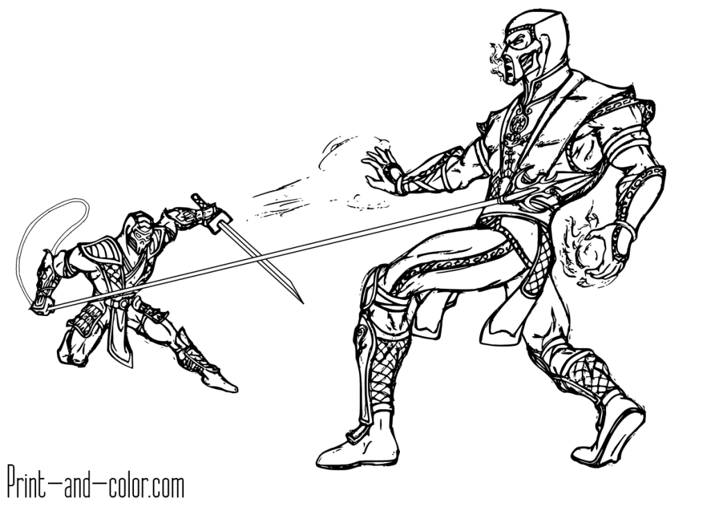 Mortal kombat coloring page sub