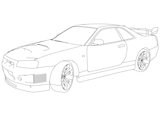 Premium vector a drawing of a subaru impreza with the top half of the car