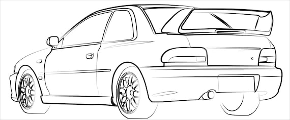 Subaru impreza b sti png svg impreza outline car svg jdm lover car lover gift