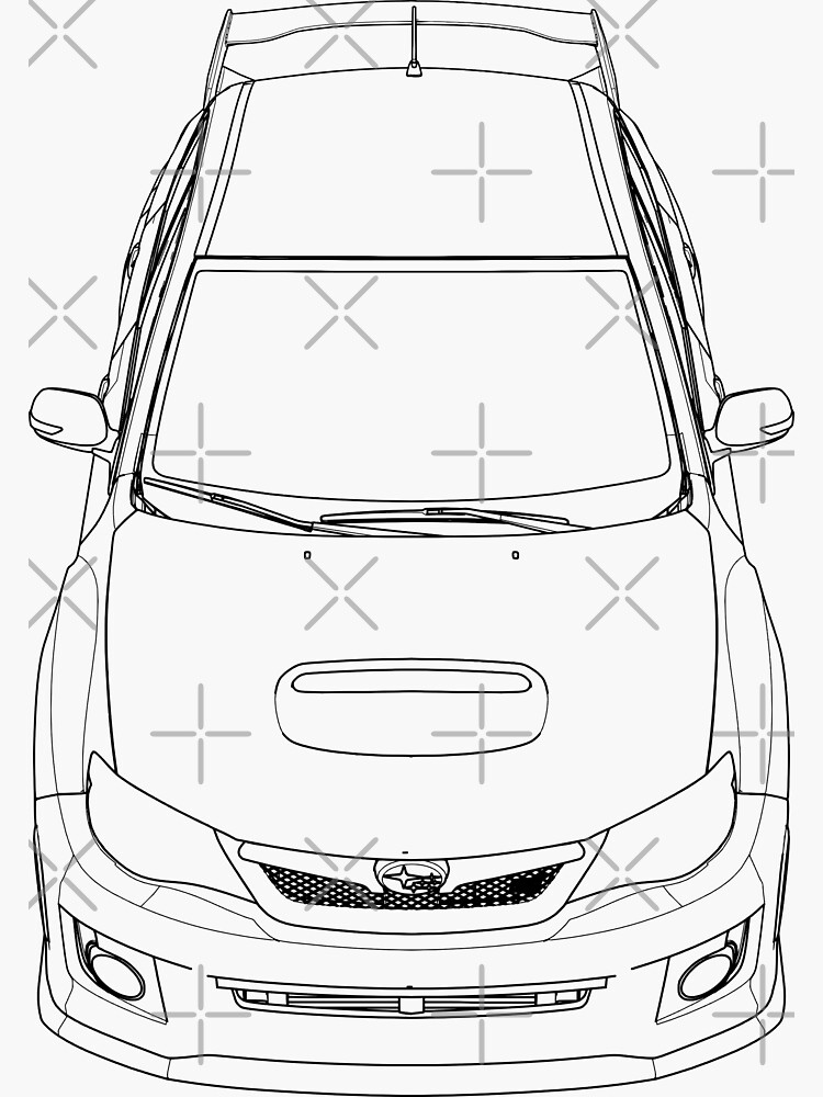 Car line art car guy car girl jdm car addict subaru car drawing sticker for sale by crworks shop