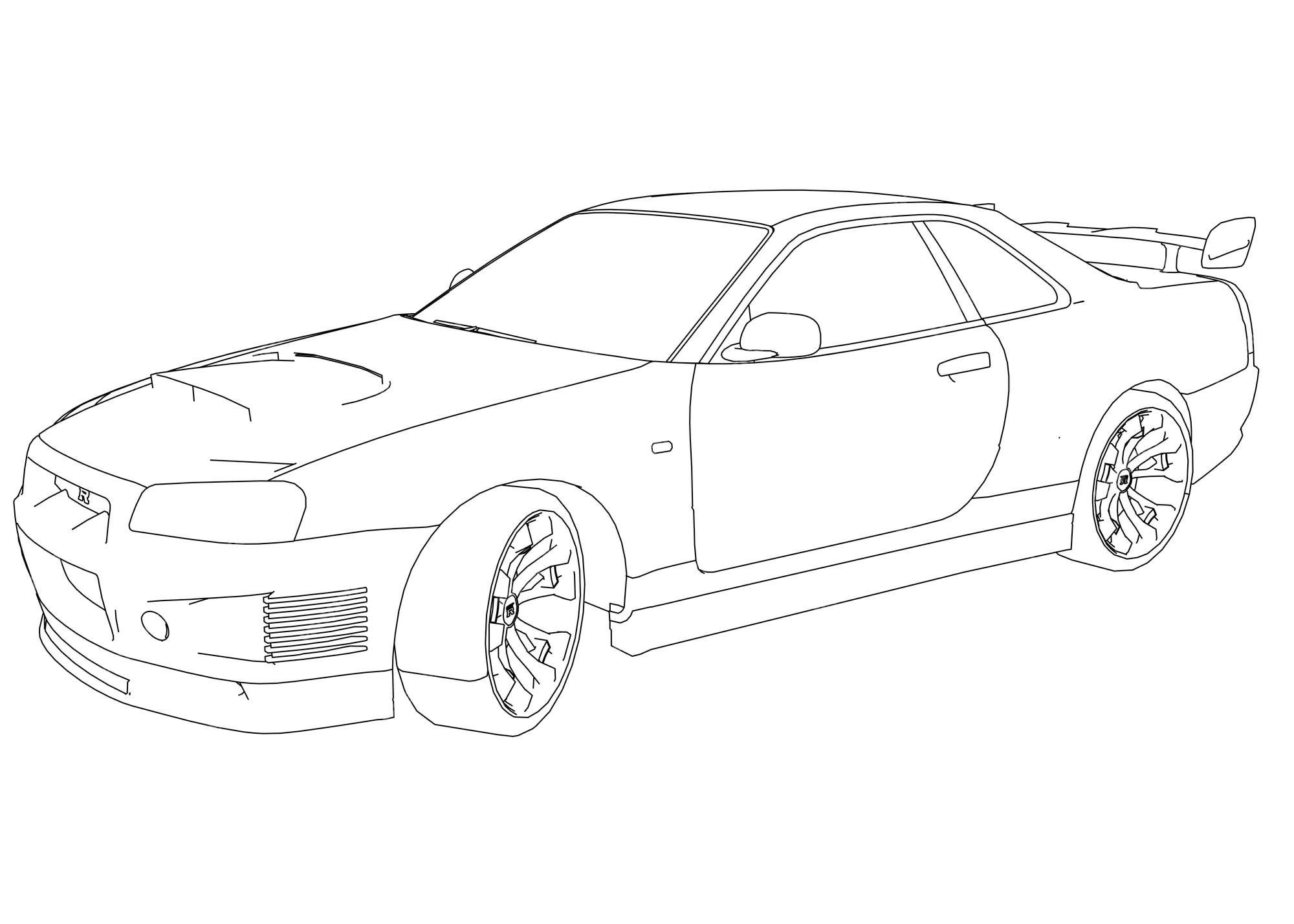 Premium vector a drawing of a subaru impreza with the top half of the car