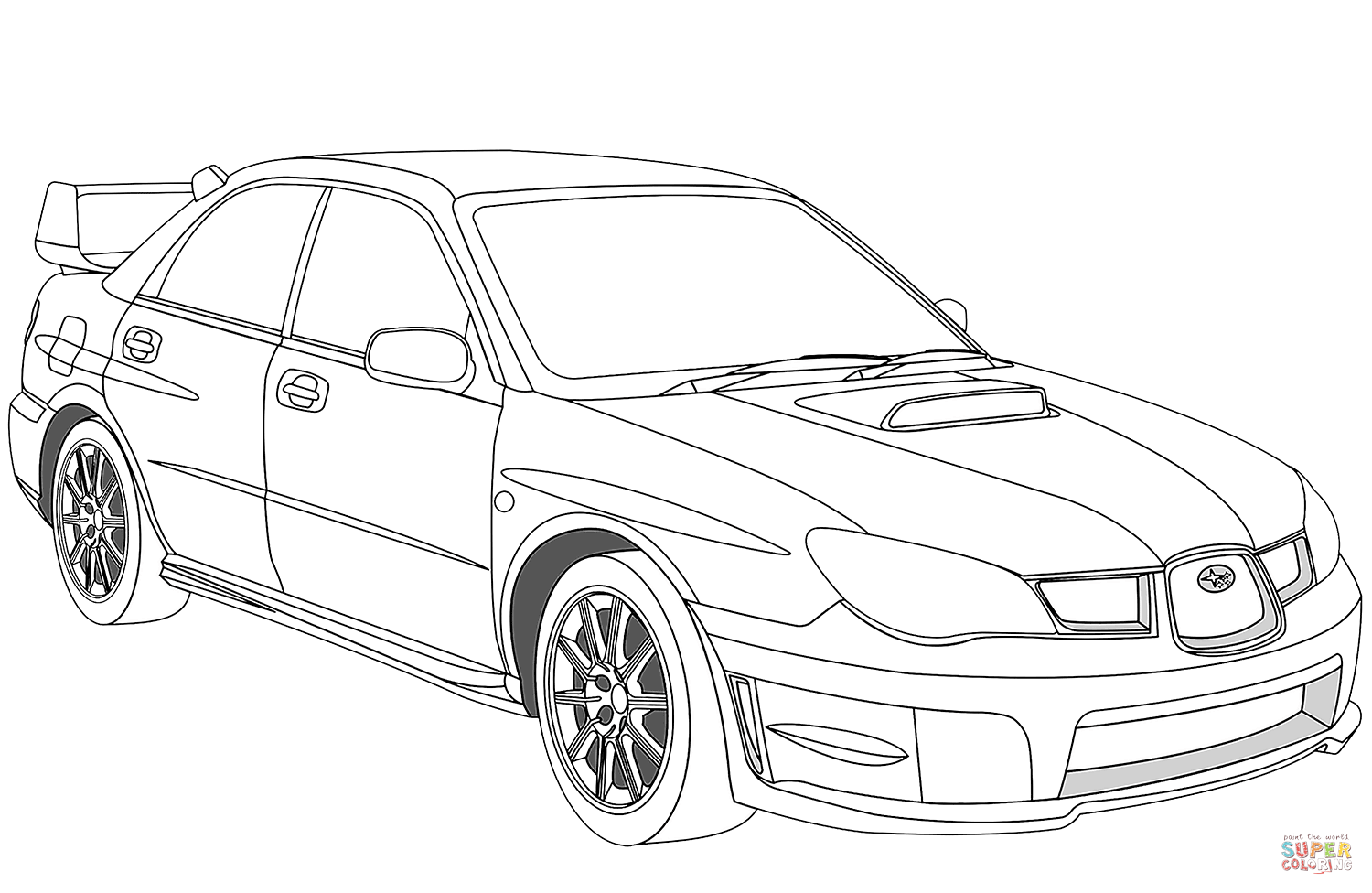 Subaru impreza wrx sti coloring page free printable coloring pages