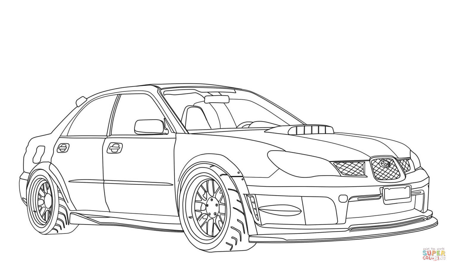 Subaru impreza wrx sti coloring page free printable coloring pages