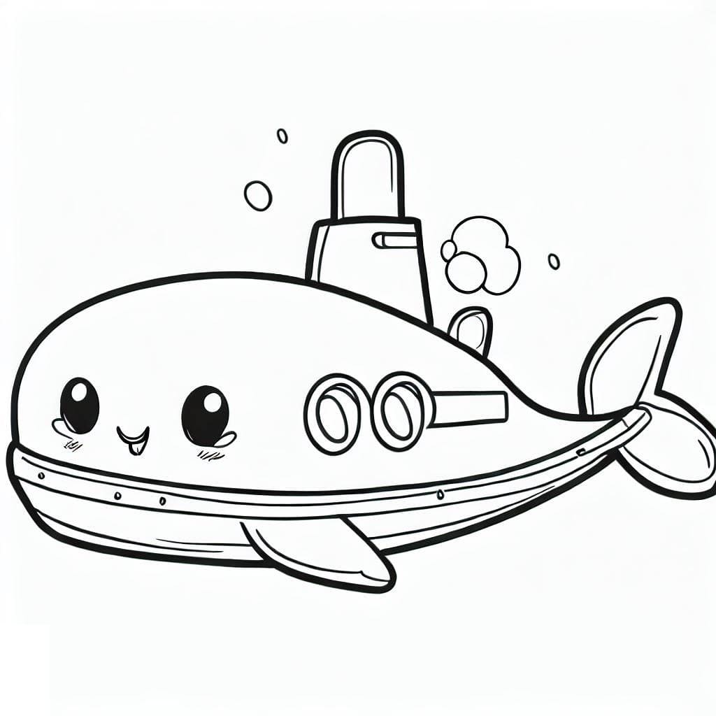 Cute submarine coloring page