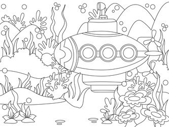 Submarine coloring page vector images over