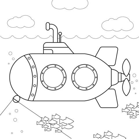 Submarine coloring page free printable coloring pages