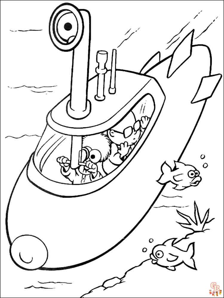 Submarine coloring pages explore the depths