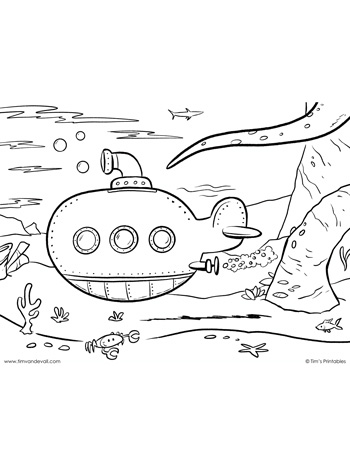 Submarine coloring page â tims printables