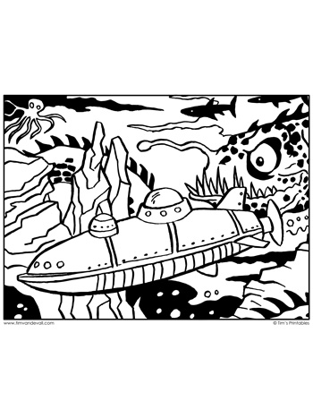 Submarine coloring page â tims printables