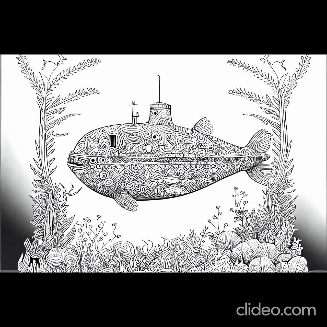 Underwater adventure set of unique submarine coloring pages for adults instant download x print paint