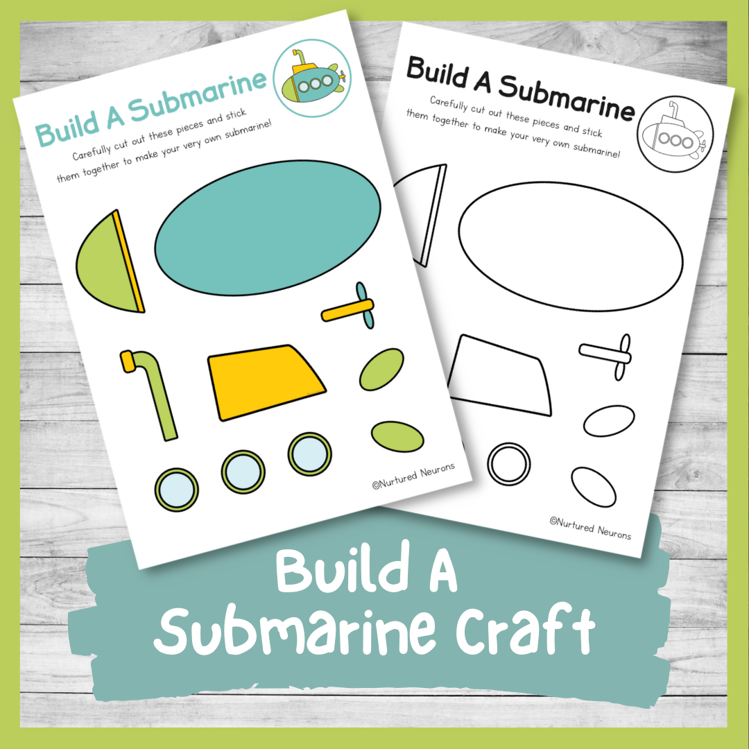 Build a submarine craft cut and paste activity for kids