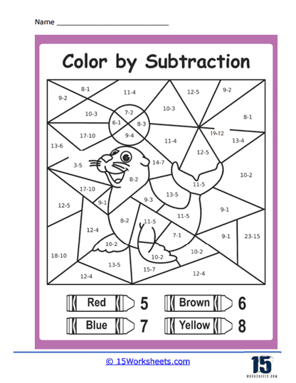 Color by subtraction worksheets