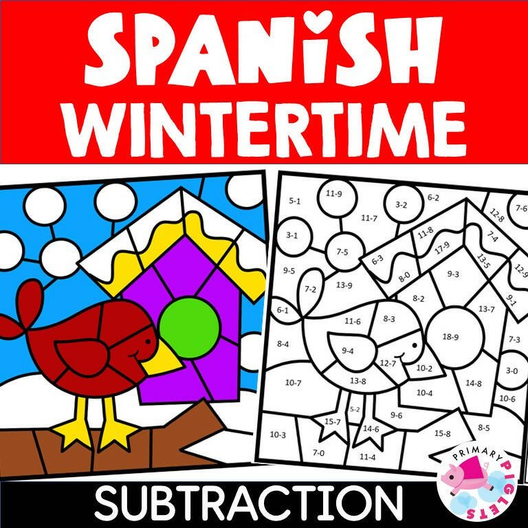 All year spanish subtraction color by number subtraction color by code â bilingual marketplace