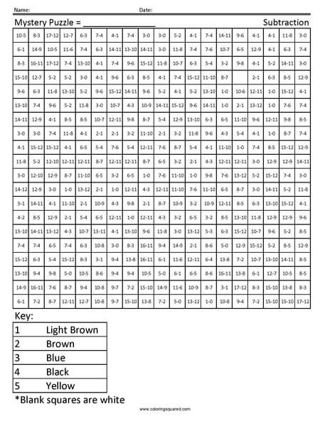 Camel coloring page subtraction