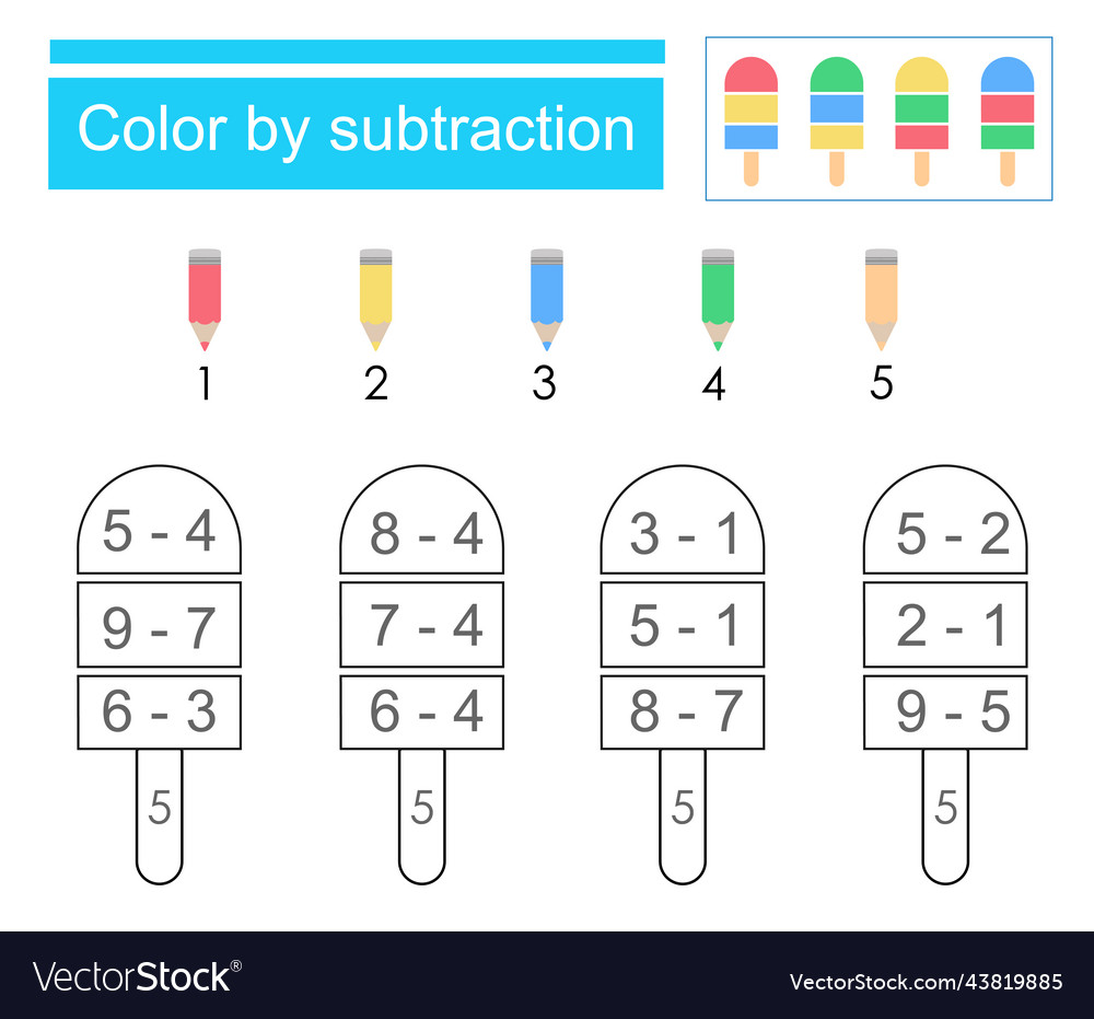 Coloring pages color by subtraction royalty free vector