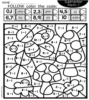 Spring coloring pages with subtraction facts by teaching second grade