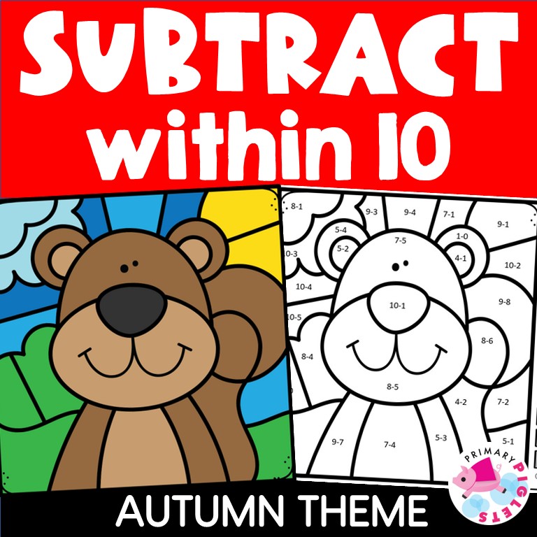 Fall color by number subtraction to fall color by code subtraction within fall coloring pages subtraction facts