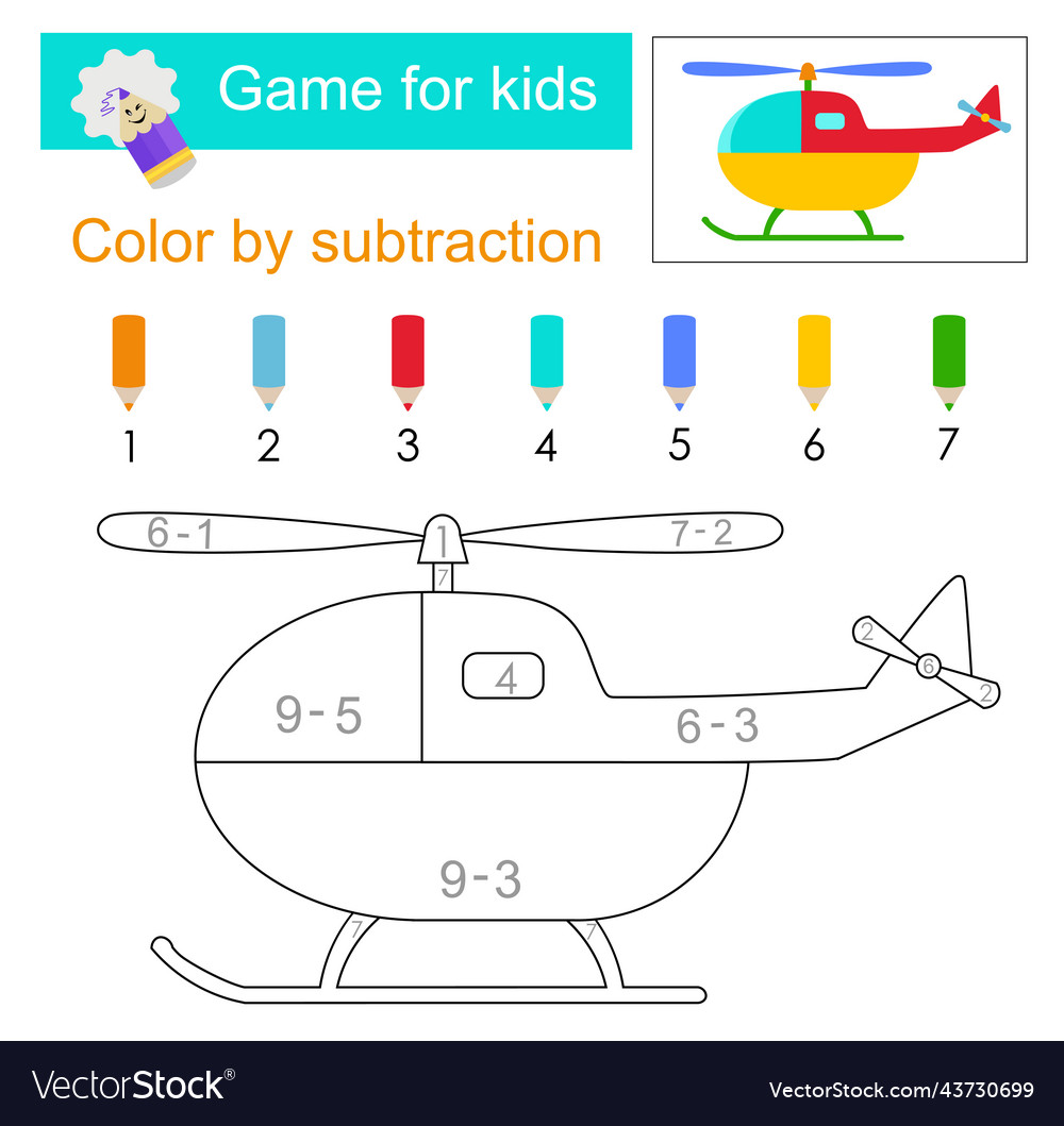 Coloring pages color by subtraction royalty free vector