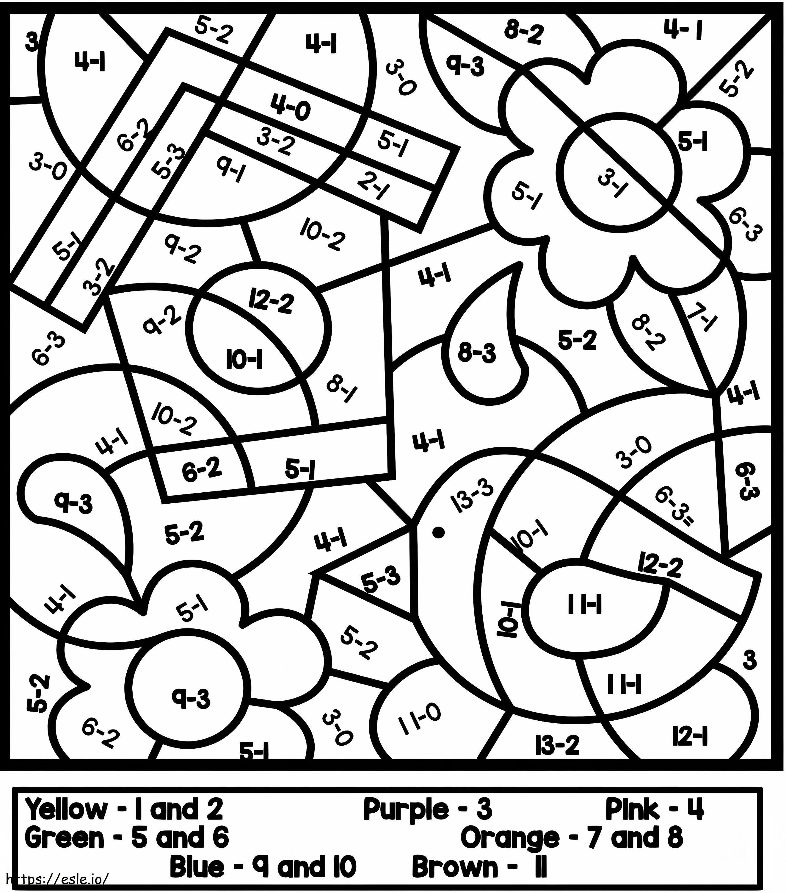 Free color by subtractn coloring page