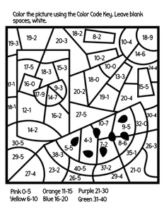 Subtraction coloring activity page tabusintac school