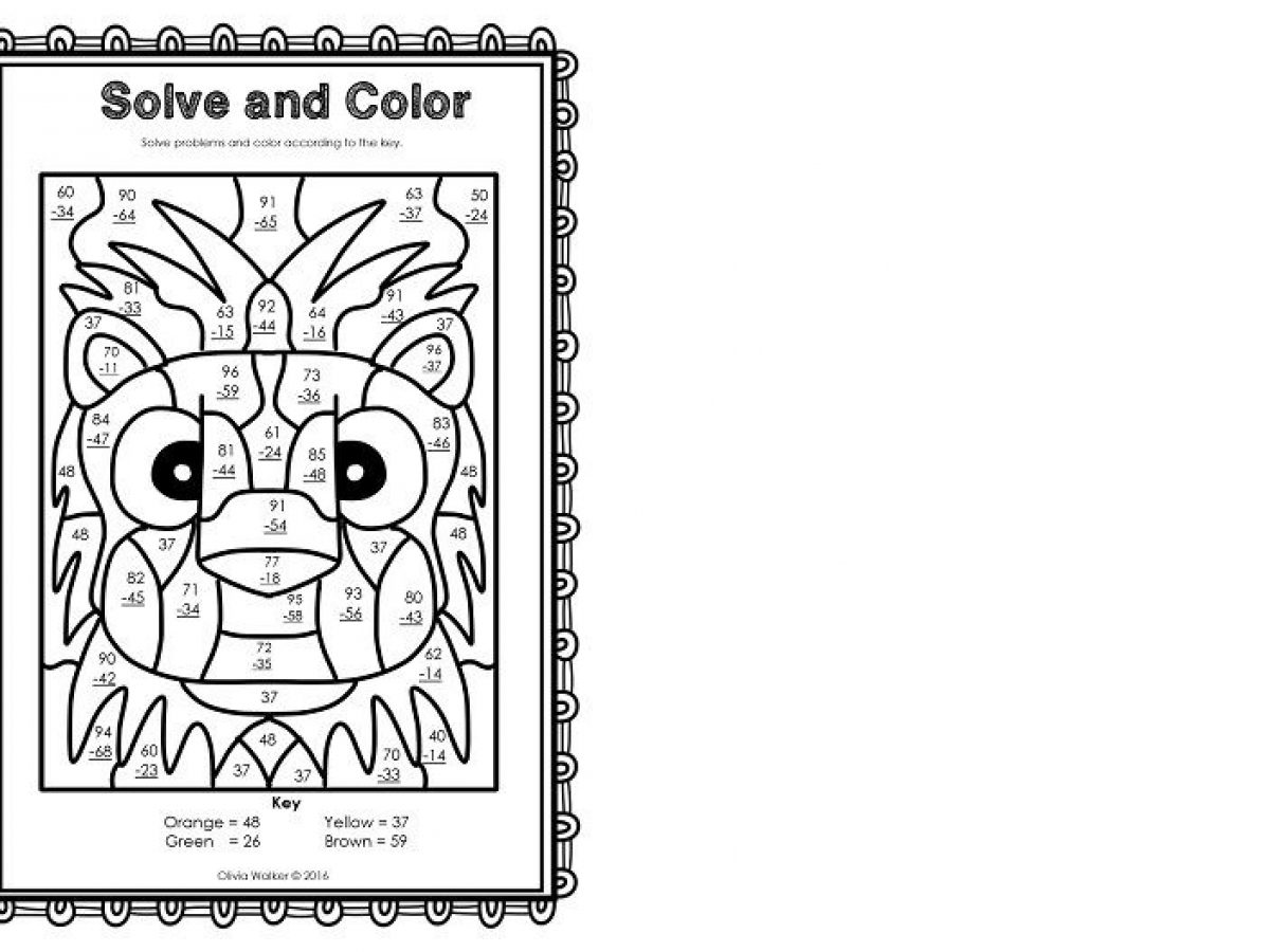 Digit subtraction coloring worksheets