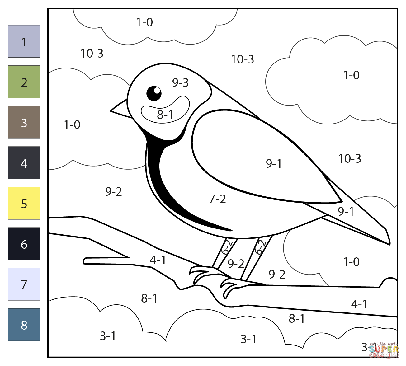 Subtraction color by number tit free printable coloring pages