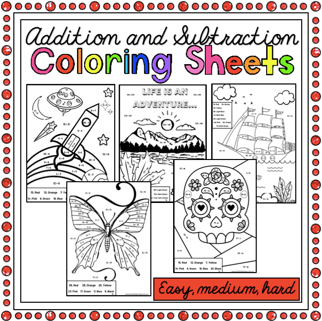 Addition subtraction colouring resources for teaching stralia