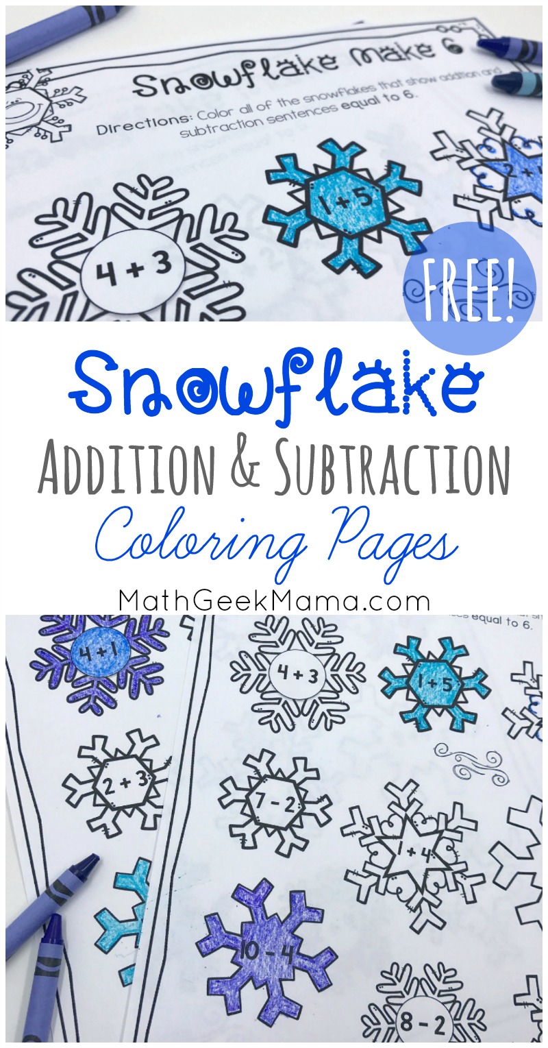 Simple winter addition and subtraction facts to free