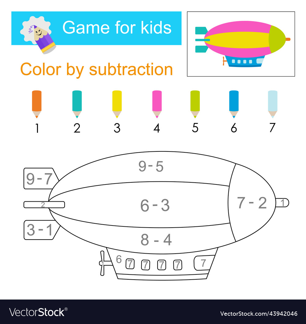 Coloring pages color by subtraction royalty free vector