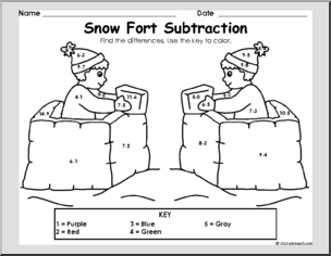 Subtraction coloring page