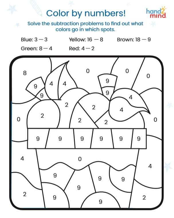 Learn subtraction with color by number printable blog