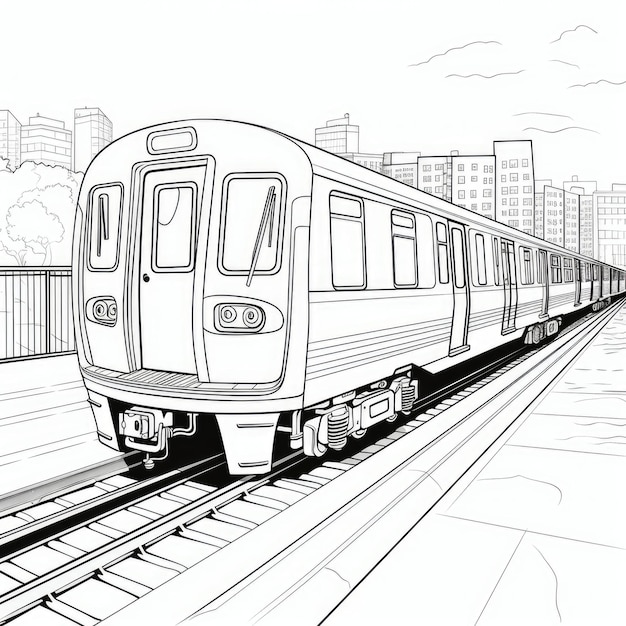 Premium ai image black and white coloring picture of a subway train