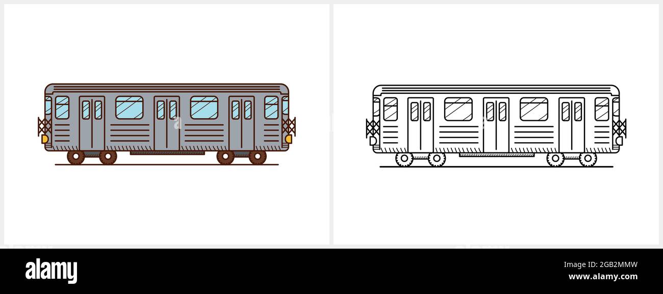 Metro train coloring page subway metro side view stock vector image art