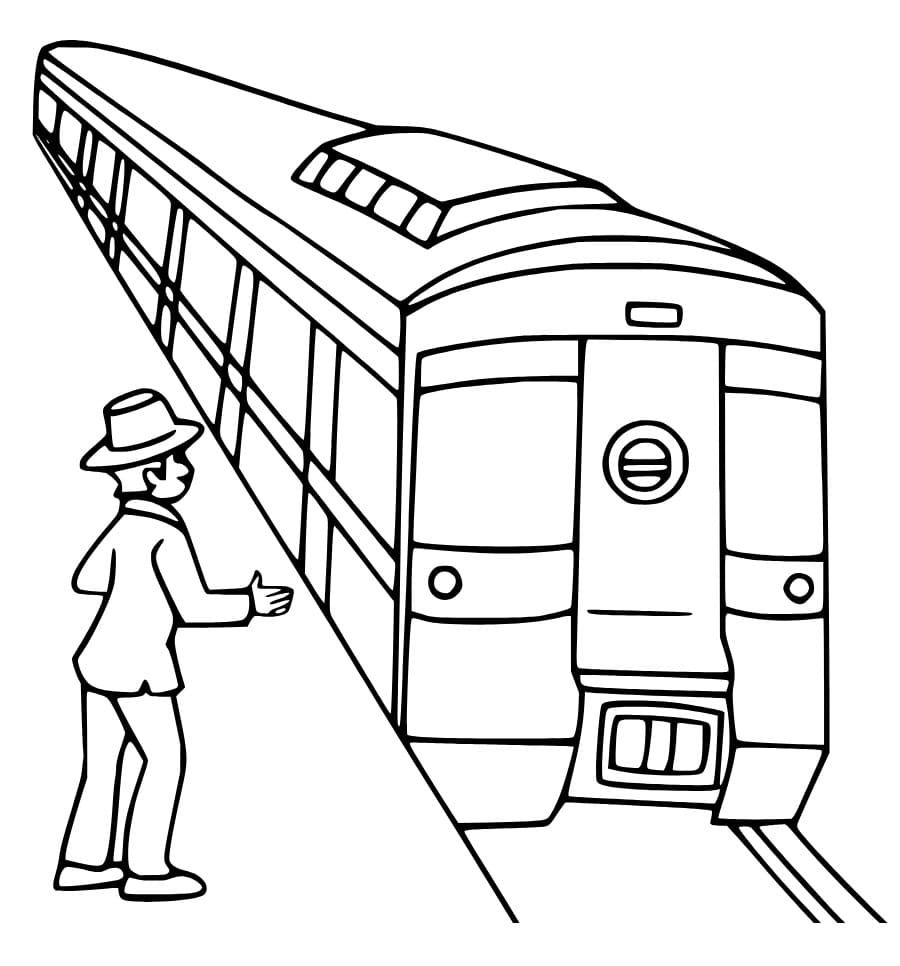 Free subway train coloring page